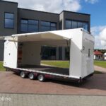 Przyczepa ciężarowa trzyosiowa zamknięty kontener enclosed trailer transporter furgon Ta-No SPORT TRANSPORTER PREMIUM DMC 3500kg uchylna niski kąt do przewozu sportowych samochodów